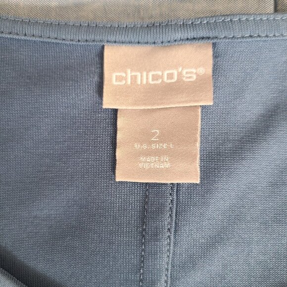 Chicos Women's Size L Blue Dolman Sleeve V-Neck Top Modal Poly Blend Size 2 - Picture 4 of 8